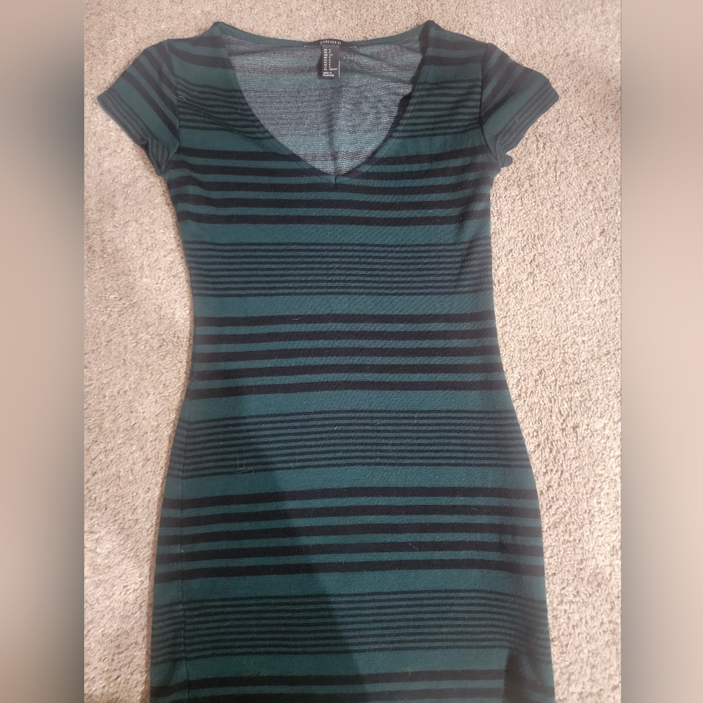 Forever 21 green and black striped dress